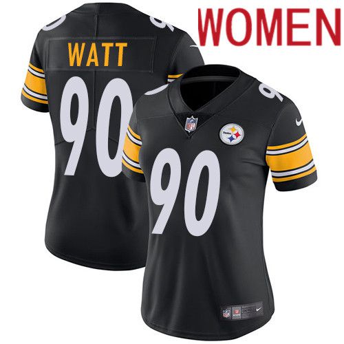 Women Pittsburgh Steelers 90 T. J. Watt Nike Black Vapor Limited NFL Jersey